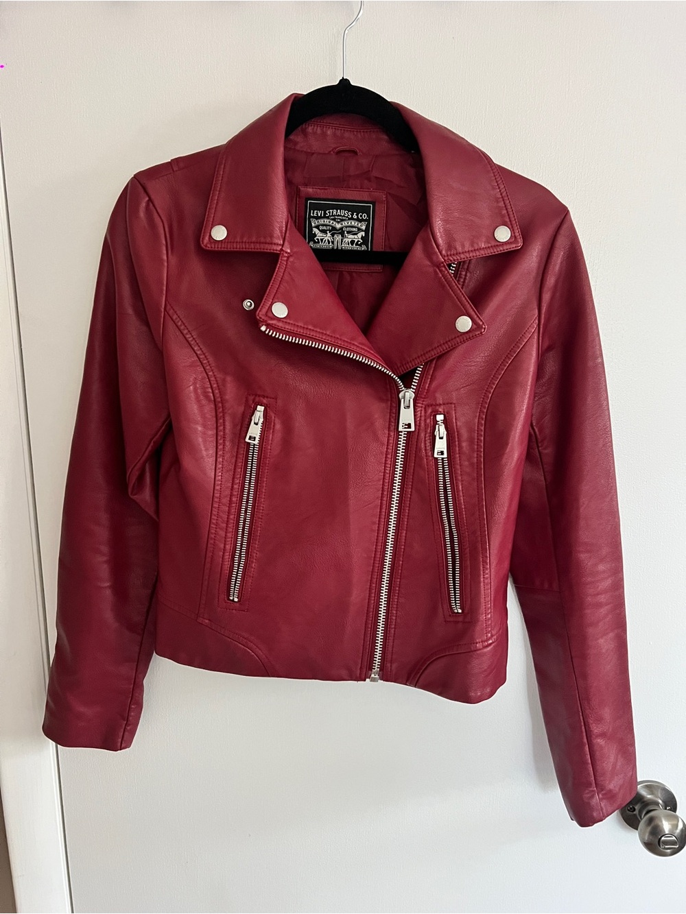 Levi's Women's Burgundy Leather Moto Jacket